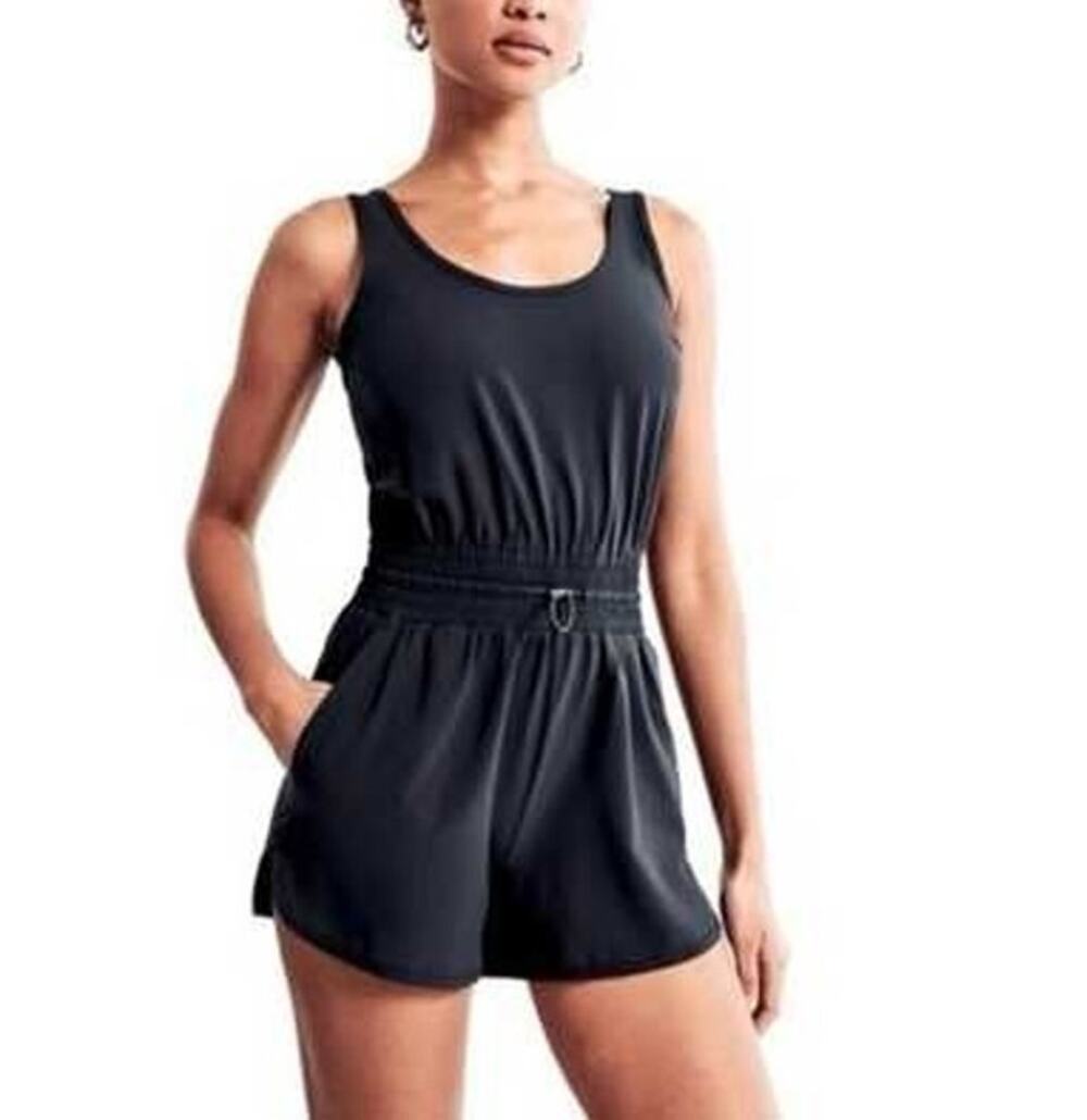 NWT Abercrombie & Fitch Traveler Romper Size Small Black Utility Travel Comfort